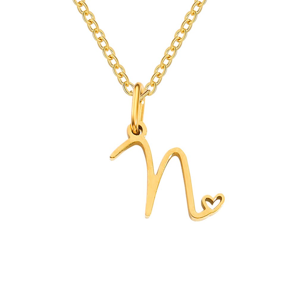 Gold Heart Letter Necklace