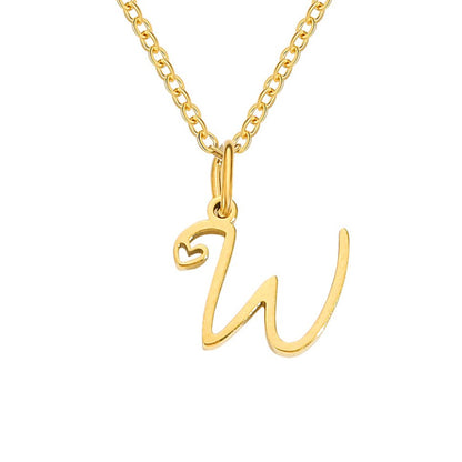 Gold Heart Letter Necklace