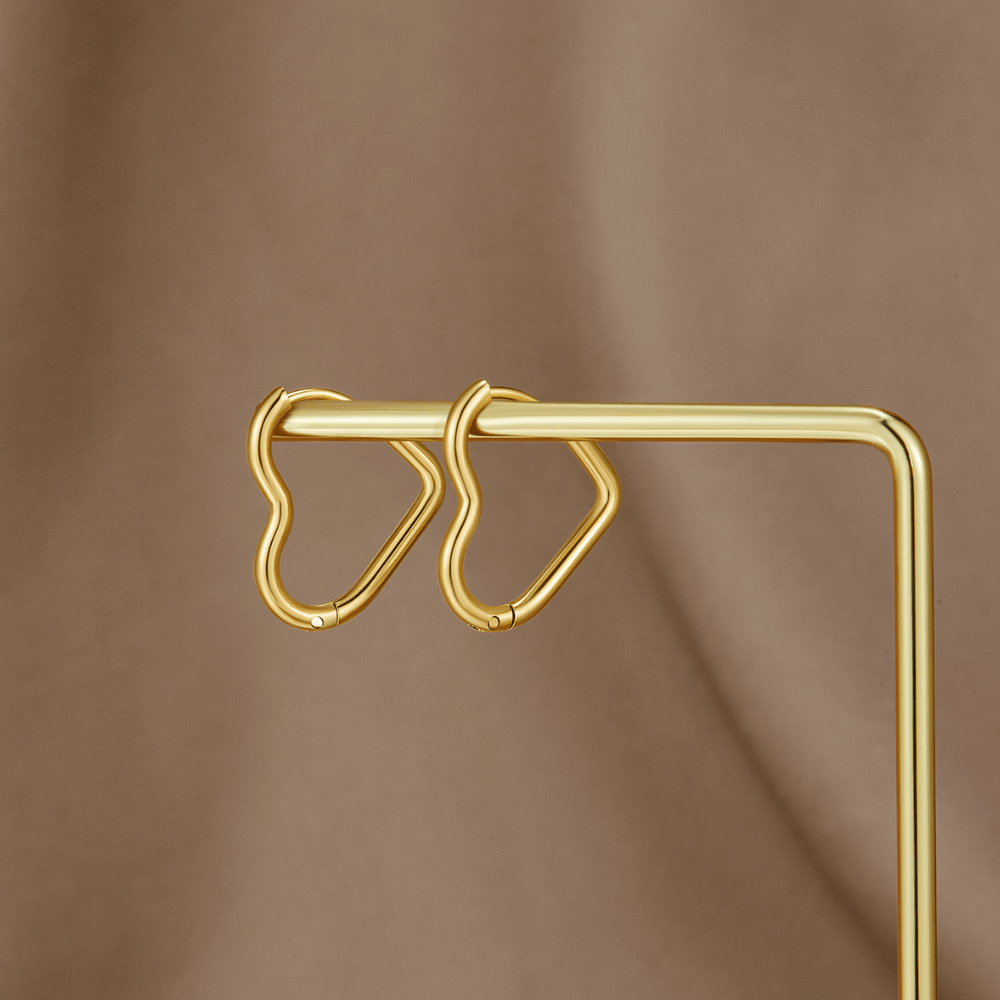 Gold Heart Hoop Earrings
