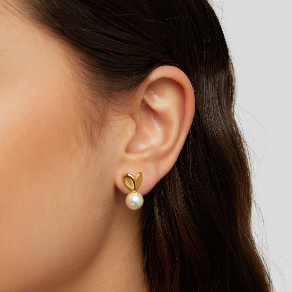Pearl Heart Earrings