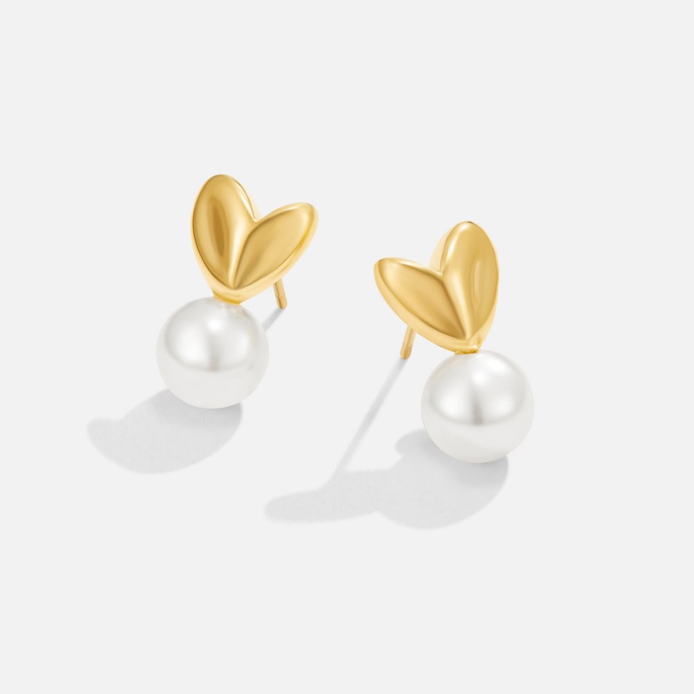 Pearl Heart Earrings