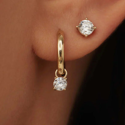 Moon Tear Stone Hoop Earrings
