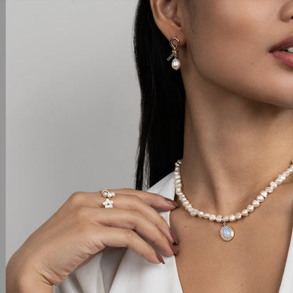 Pearl Bow Earrings