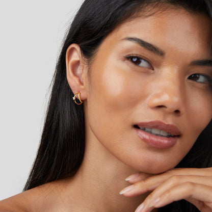 Layered Gold Crystal Hoops