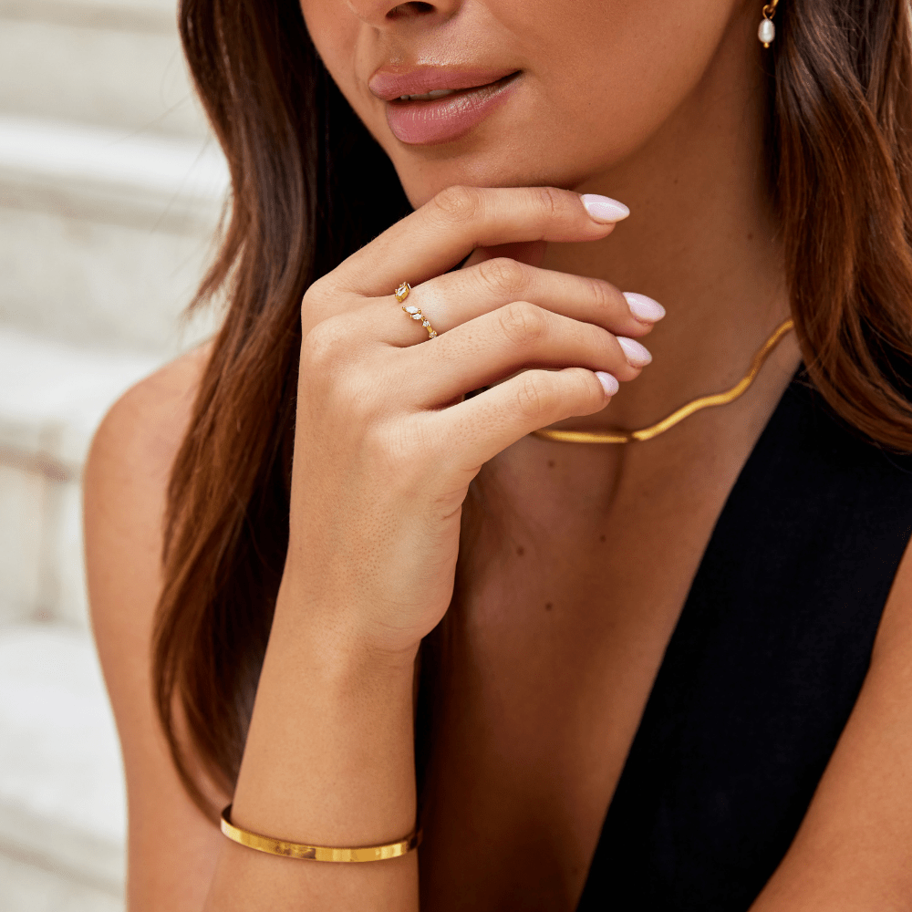 Lily Gold Vine Crystal Ring