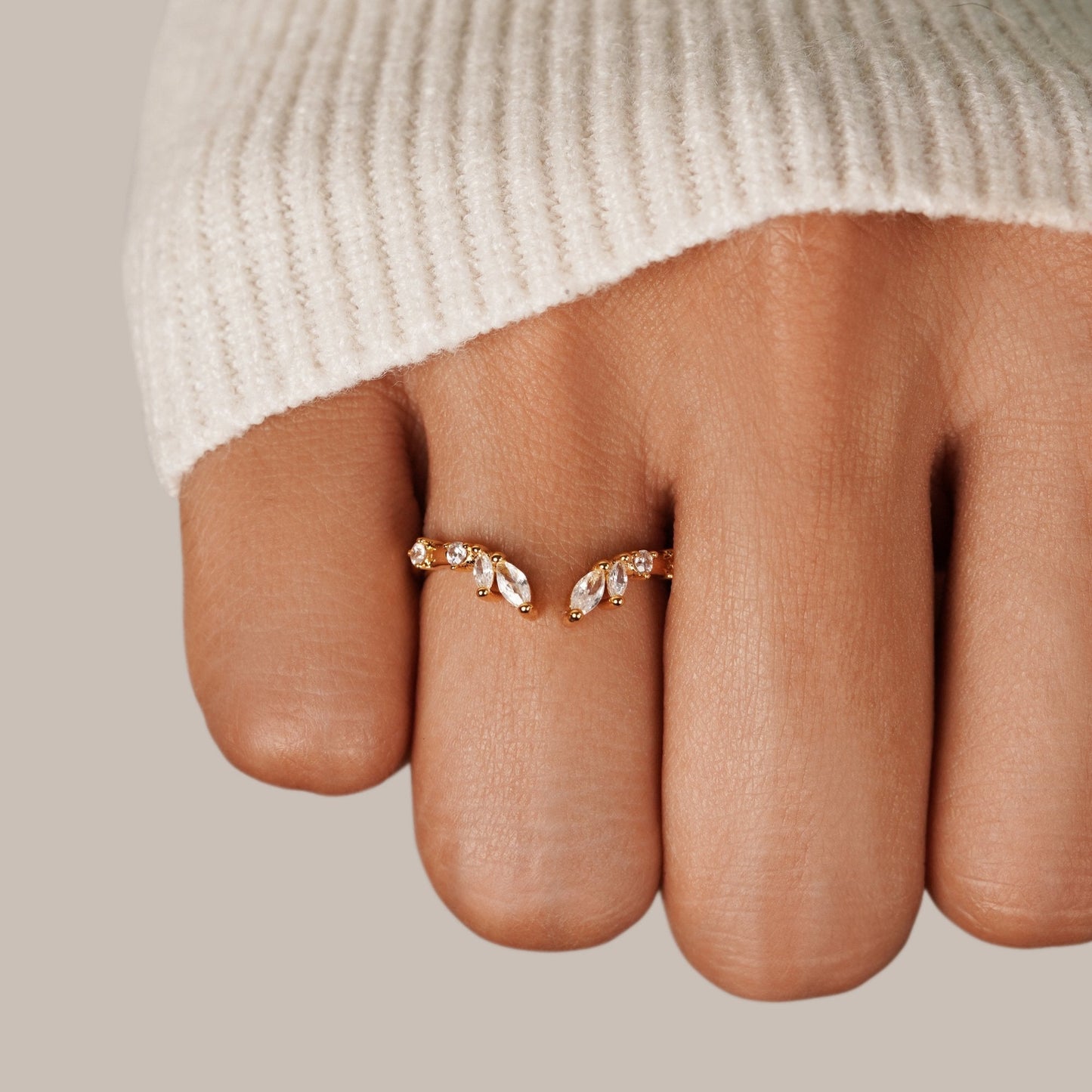 Lily Gold Vine Crystal Ring