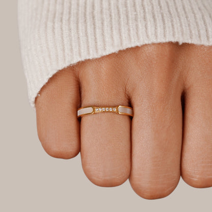 Mother-of-Pearl Crystal Ring