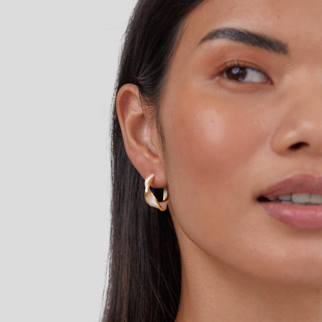 Twisted Mother-of-Pearl Hoops