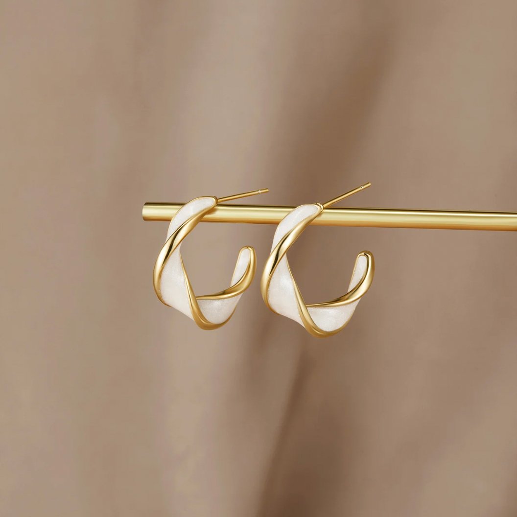 Twisted Mother-of-Pearl Hoops