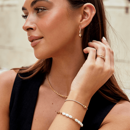 Niyah Gold & White Crystal Bracelet