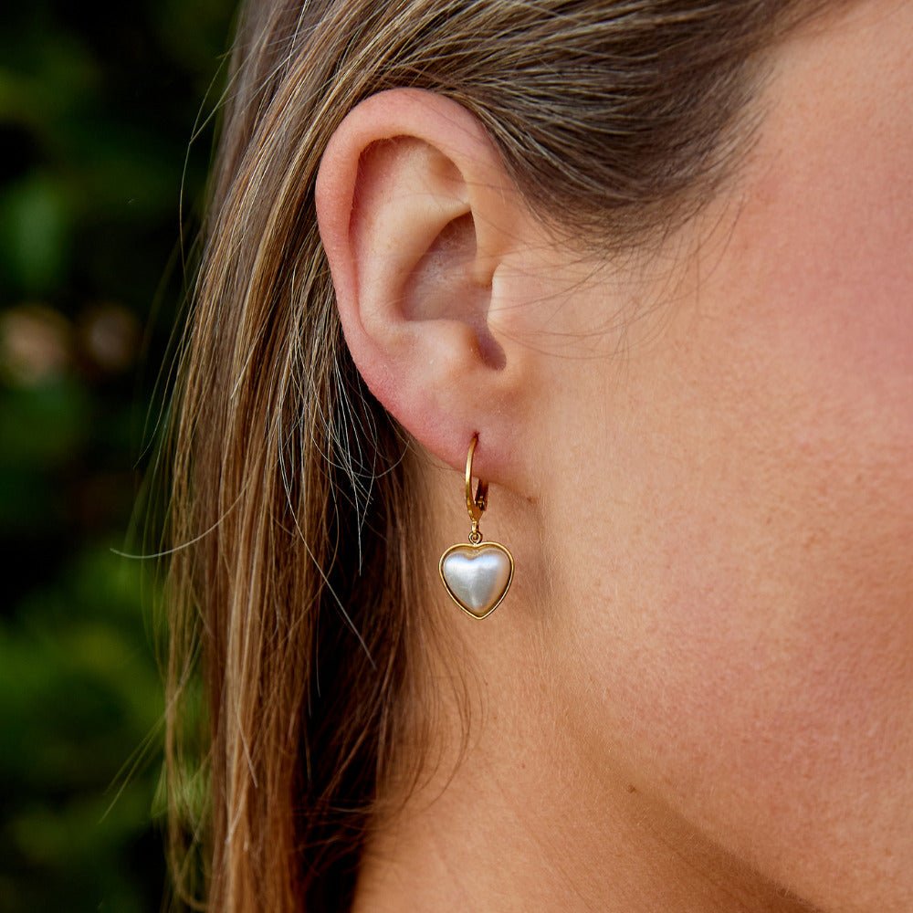 Heart Pearl Hoop Earrings