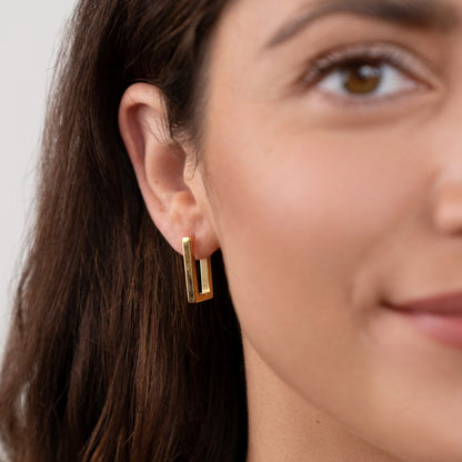Gold Rectangle Hoops