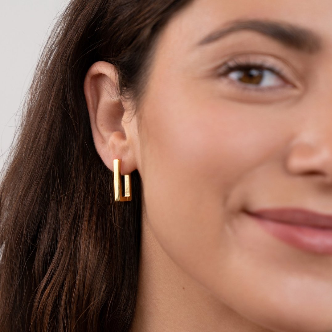 Gold Rectangle Hoops