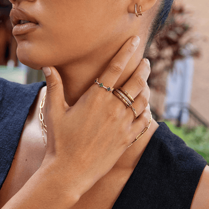 Vana Gold Trio Crystal Ring Set