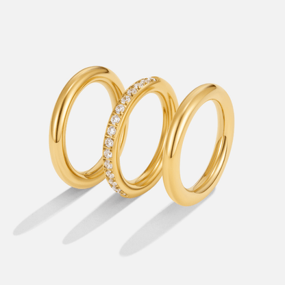 Vana Gold Trio Crystal Ring Set