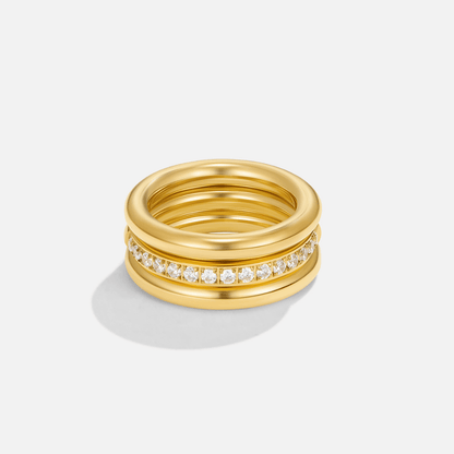 Vana Gold Trio Crystal Ring Set