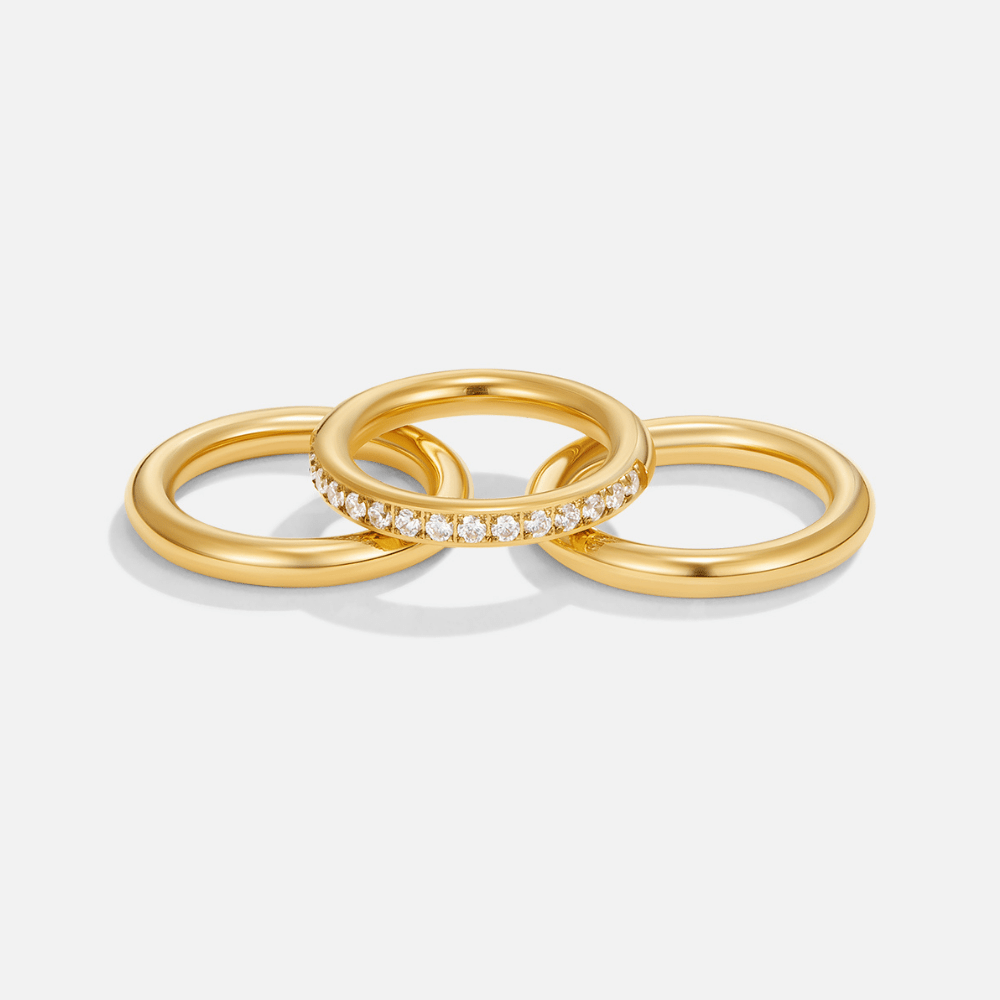 Vana Gold Trio Crystal Ring Set