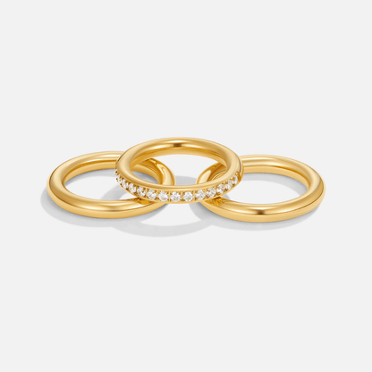 Vana Gold Trio Crystal Ring Set